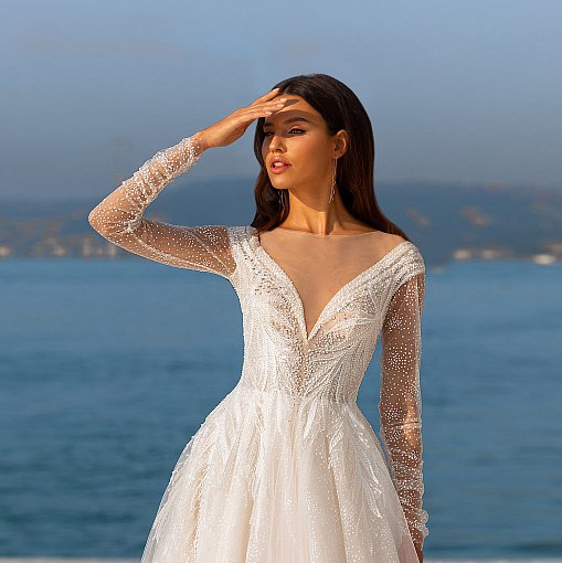 Серьги - протяжки "Милли" в белом золоте с07381 5