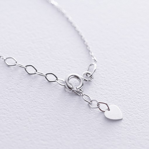 Браслет на ногу "Сердечко" в белом золоте б05346 5