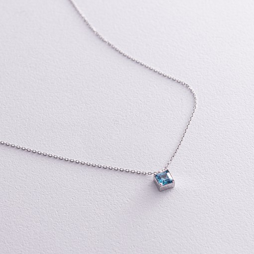 Золотое колье "Альма" (голубой фианит) кол02373 7