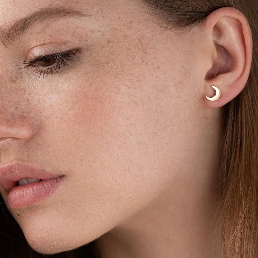 Серьги - пусеты "Луна" в красном золоте с06963