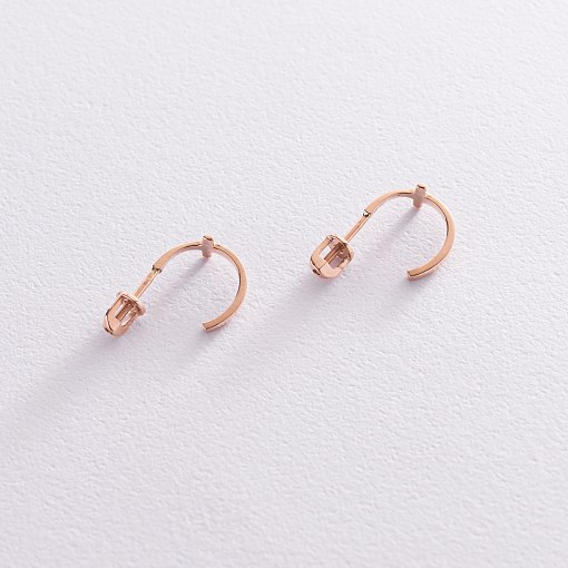 Серьги - пусеты "Крестики" в красном золоте с07006 3