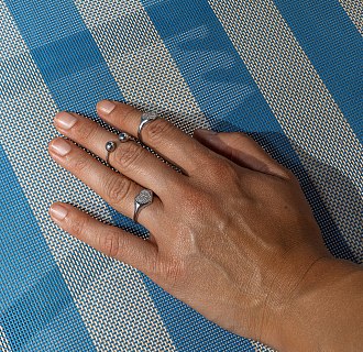 Кольцо "Шарики" в белом золоте к07508 №14