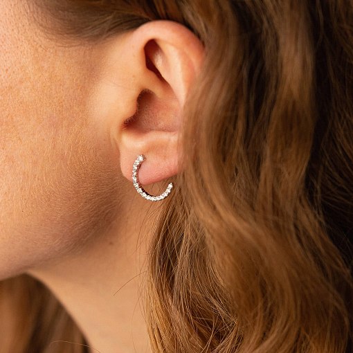 Золотые серьги - пусеты "Лунница" с бриллиантами сб0411cha 7