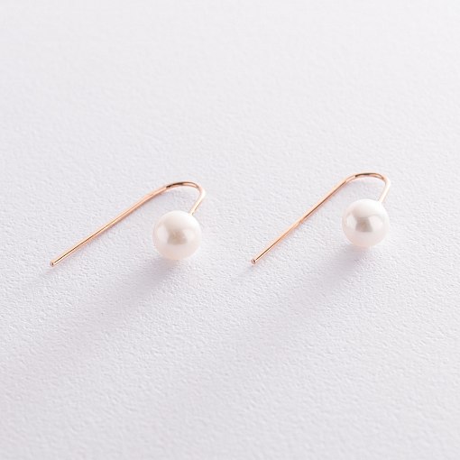 Золотые серьги "Изящность" (жемчуг) с07341 7