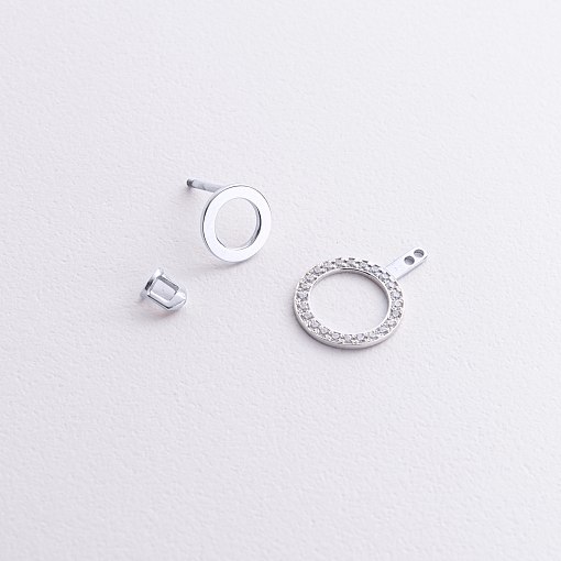 Серьги - джекеты "Sophia" в белом золоте (фианиты) с09094 4