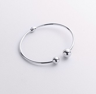 Жесткий браслет "Шарики" в белом золоте б05509 №3