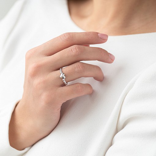 Кольцо "Сердце" в белом золоте к06613 3