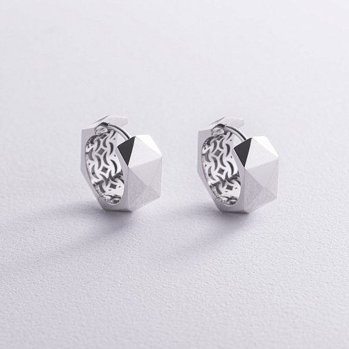 Серьги - кольца "Anna-Lisa" в белом золоте с09008