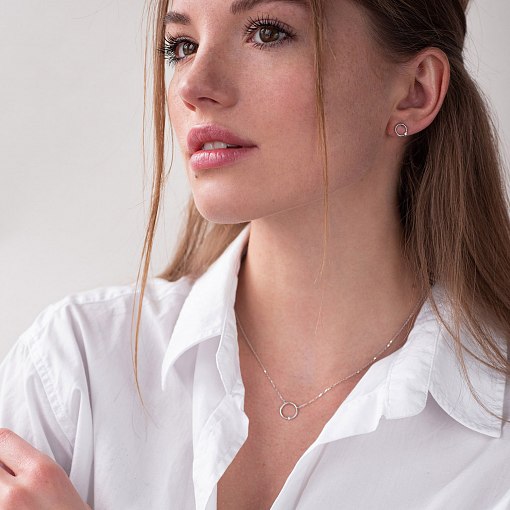 Золотые серьги - пусеты "Круговорот" с бриллиантами сб0349y 2