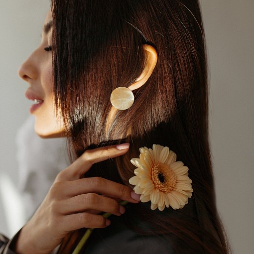 Серьги "Большие кометы" в желтом золоте с06324 15