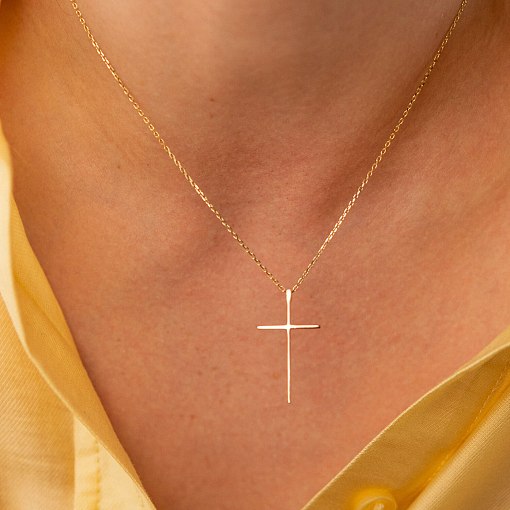Колье "Крестик" в желтом золоте кол01704 4