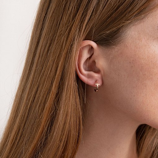 Серьги - пусеты "Крестики" в красном золоте с07006 2