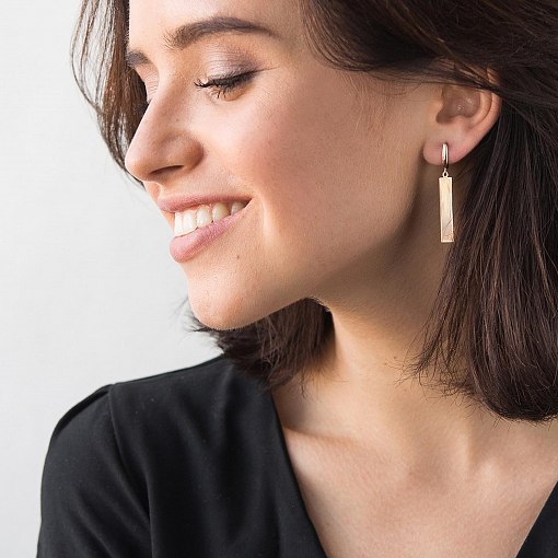 Серьги Прямоугольники из красного золота с06081 2
