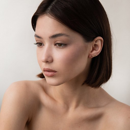 Серьги - клаймберы "Веточки" в красном золоте с07581 6