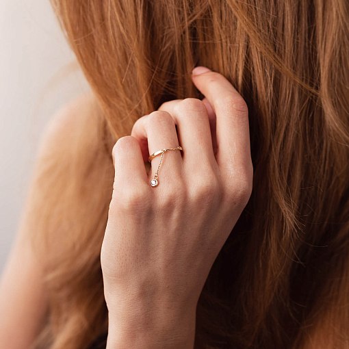 Золотое кольцо с подвеской (фианит) к06997 5