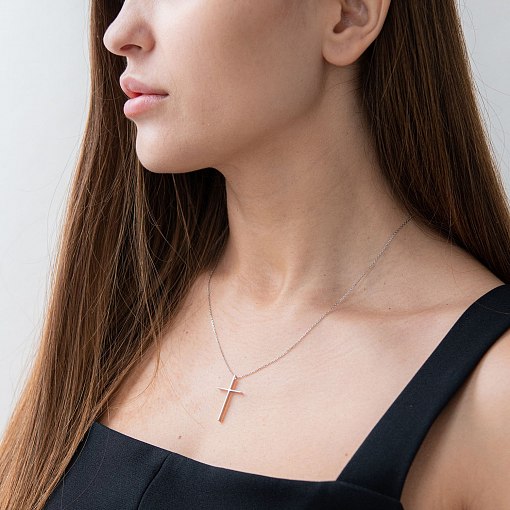 Колье "Крестик" в белом золоте кол01707 7
