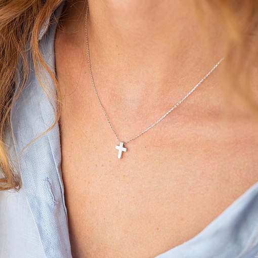 Колье "Крестик" в белом золоте кол02269 2
