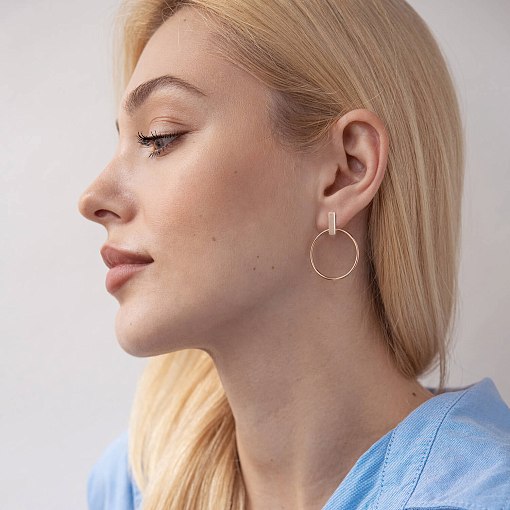 Серьги - пусеты "Уверенность" в красном золоте с07884 2