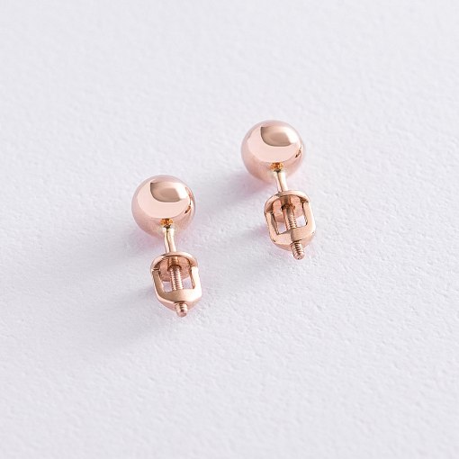 Золотые серьги - пусеты "Шарики" (0.6 см) с06934 5