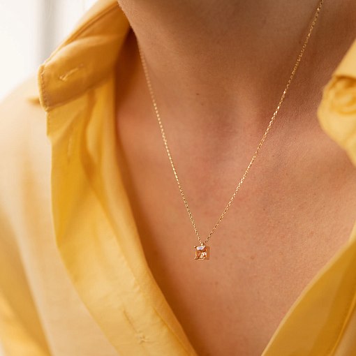 Золотое колье "Альма" (оранжевый фианит) кол02366 6