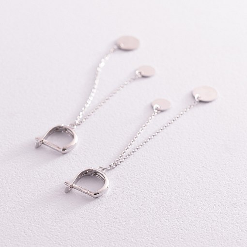 Золотые серьги "Монетки на цепочке" с07668 3