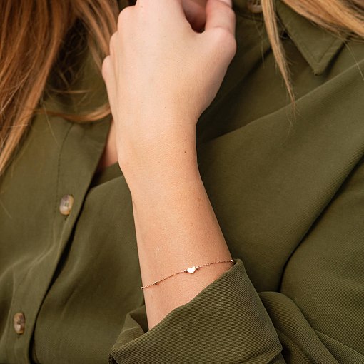 Браслет "Сердечко" в красном золоте б05093 2