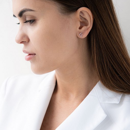 Серьги - клаймберы "Сердечки" (белое золото) с07124 2