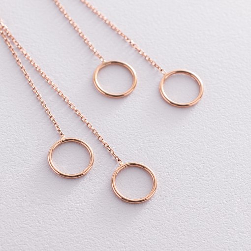 Золотые серьги "Круговорот на цепочке" с07339 3