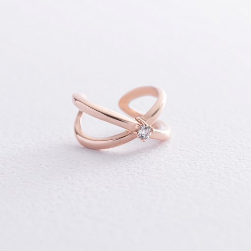 Серьга - каффа с фианитом (красное золото) с08554