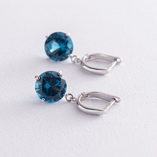 Золотые серьги "Влечение" с синтетическим топазом Лондон с05285 3