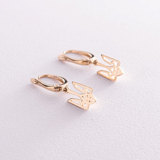 Серьги "Герб Украины - Тризуб" в желтом золоте с08053 3