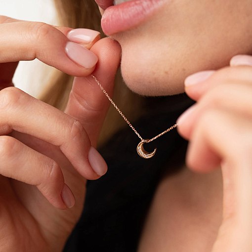 Колье "Луна" с фианитами (красное золото) кол02309 4