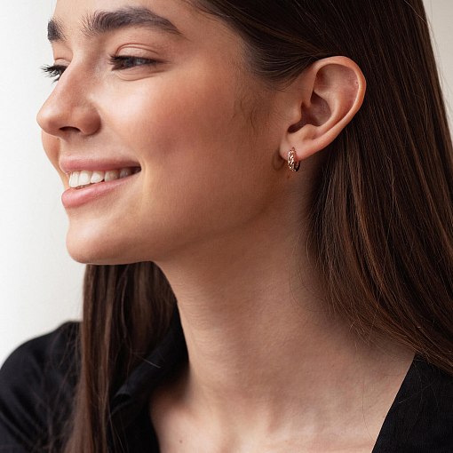 Серьги - кольца "Цепочки" в желтом золоте с08209 2