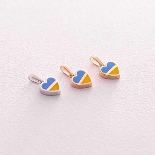 Кулон "С Украиной в сердце" в красном золоте (голубая и желтая эмаль) п03742 3