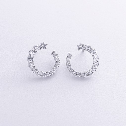 Серьги - пусеты "Саманта" с фианитами (белое золото) с08726 2