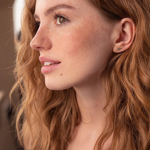 Серьги - пусеты "Молнии" в желтом золоте с07929 5