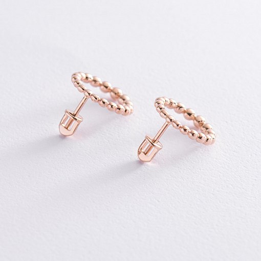 Серьги - пусеты "Легкость" в красном золоте с06921 3