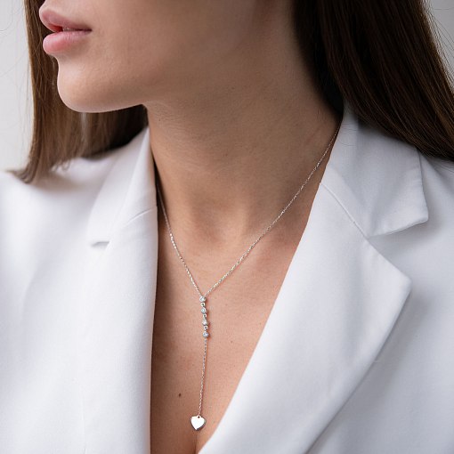 Колье из белого золота с фианитами кол01515 2