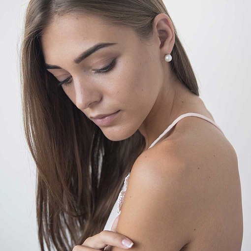 Золотые серьги - пусеты с культ. пресн. жемчугом с00900 6