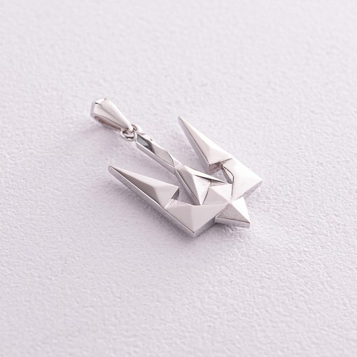 Кулон "Герб Украины - Тризуб" в белом золоте п03720 5