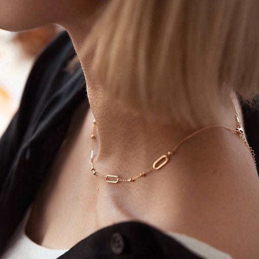 Колье - цепочка "Шарики" в красном золоте кол02224 10