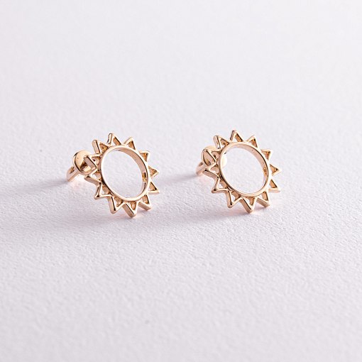Золотые серьги - пусеты "Солнце" с07856 5