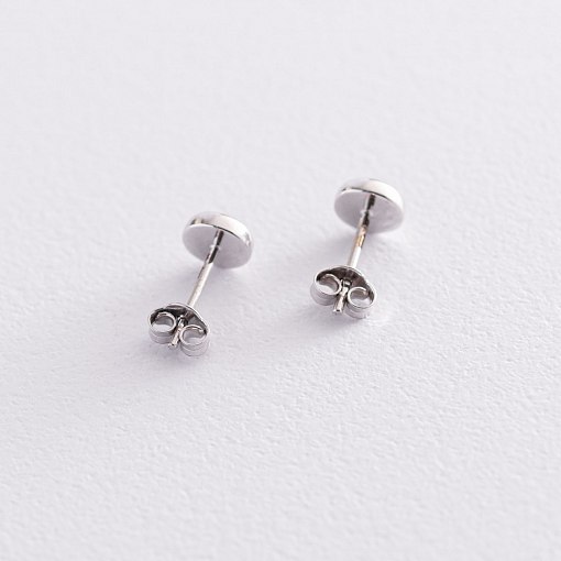 Золотые серьги-пусеты "Сияние" (синт. опал) 6 мм с05474 6