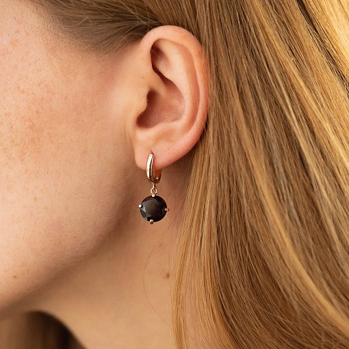 Золотые серьги "Влечение" (альмандин) с05296 2