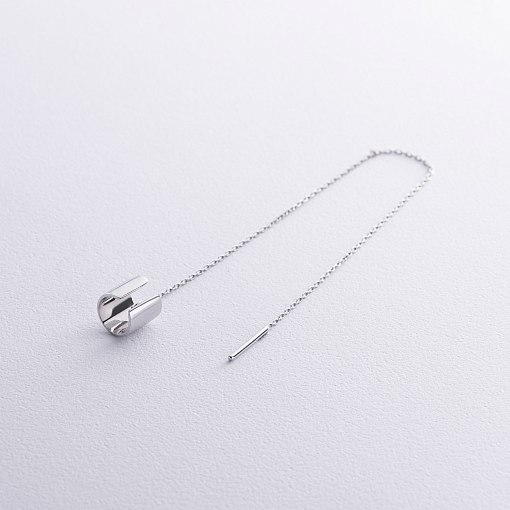 Серьга - каффа с цепочкой (белое золото) с08730 4