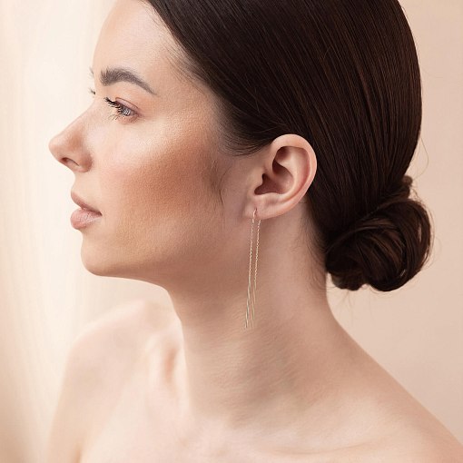 Серьги - протяжки в желтом золоте с08213 2