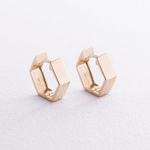 Серьги "Шестиугольники" в желтом золоте с08393