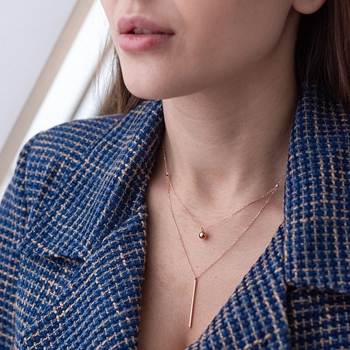 Двойное золотое колье "Хлоя" с шариком кол01864 4