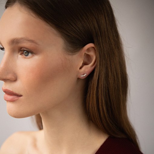 Золотые серьги - пусеты с бриллиантами сб0603м 4