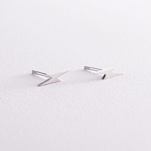 Серьги - пусеты "Молнии" в белом золоте с07942 5